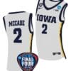 Taylor McCabe Jersey #2 Iowa Hawkeyes Basketball 2024 NCAA March Madness Final Four White