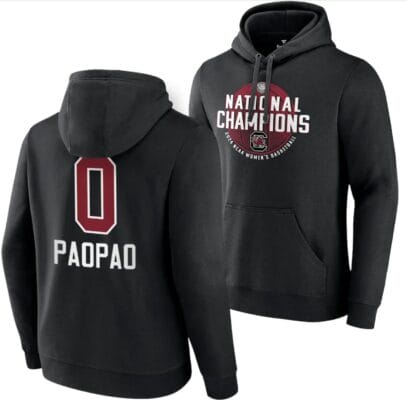 Te-Hina Paopao Hoodie #0 South Carolina Gamecocks 2024 NCAA Basketball National Champions Pullover Locker Room Black