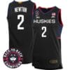 Tristen Newton Jersey #2 UConn Huskies Basketball 2024 Back To Back Champions Patch Black