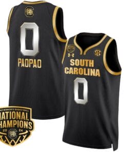 Te-Hina Paopao Jersey #0 South Carolina Gamecocks Basketball 2024 National Champions All Stitched Black Gold