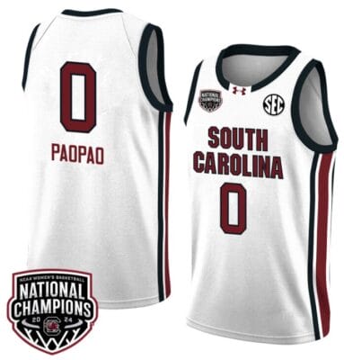 Te-Hina Paopao Jersey #0 South Carolina Gamecocks 2024 NCAA Basketball National Champions White Red 6 Te-Hina Paopao Jersey #0 South Carolina Gamecocks 2024 NCAA Basketball National Champions White Red