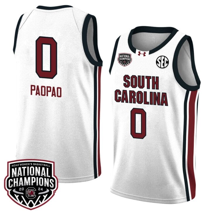 Te-Hina Paopao Jersey #0 South Carolina Gamecocks 2024 NCAA Basketball National Champions White Red 1 Te-Hina Paopao Jersey #0 South Carolina Gamecocks 2024 NCAA Basketball National Champions White Red