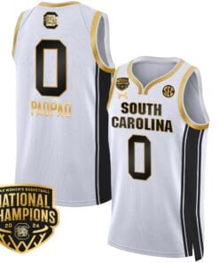 Te-Hina Paopao Jersey #0 South Carolina Gamecocks Basketball 2024 National Champions All Stitched White Gold