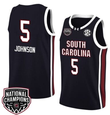 Tessa Johnson Jersey #5 South Carolina Gamecocks 2024 NCAA Basketball National Champions White Black