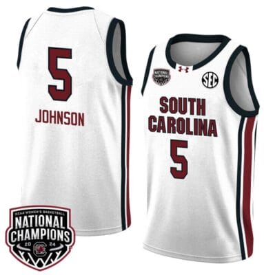 Tessa Johnson Jersey #5 South Carolina Gamecocks 2024 NCAA Basketball National Champions White Red