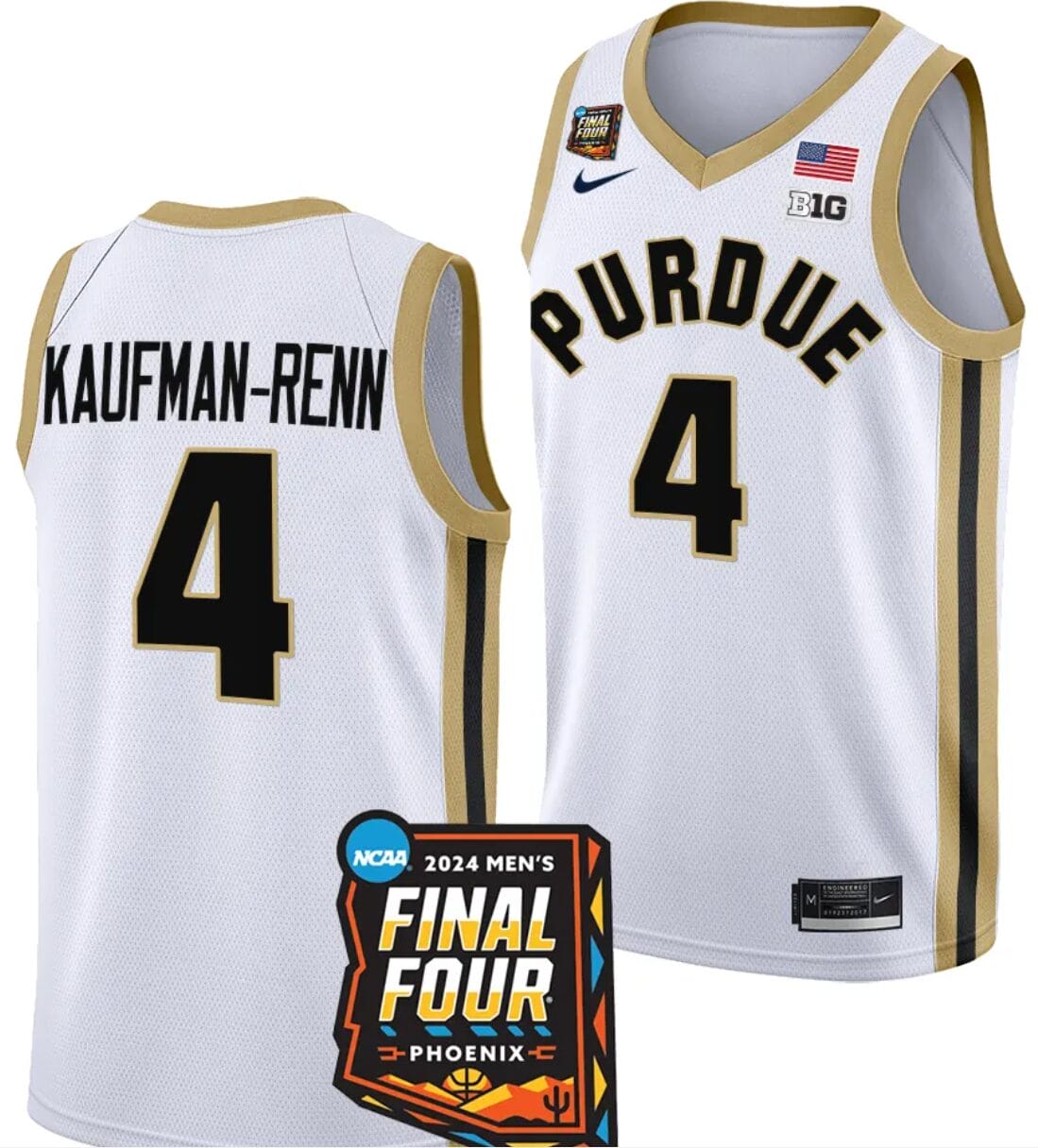 Trey Kaufman Renn Jersey #4 Purdue Boilermakers 2024 NCAA March Madness Final Four Basketball White 1 Trey Kaufman Renn Jersey #4 Purdue Boilermakers 2024 NCAA March Madness Final Four Basketball White