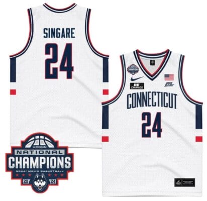Youssouf Singare Jersey #24 UConn Huskies 2024 NCAA Basketball National Champions White