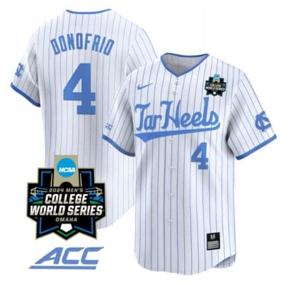 Anthony Donofrio Jersey #4 North Carolina Tar Heels 2024 College World Series Vapor Premier Limited NCAA Baseball Stitched White Pinstripe