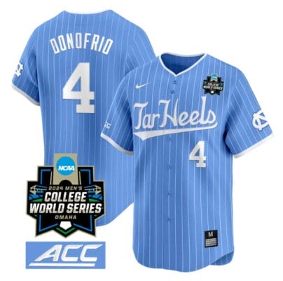 Anthony Donofrio Jersey #4 North Carolina Tar Heels 2024 College World Series Vapor Premier Limited NCAA Baseball Stitched Blue Pinstripe