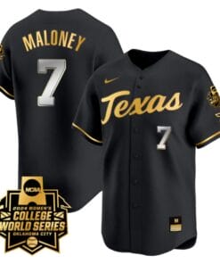 Ashton Maloney Jersey #7 Texas AM Aggies 2024 College World Series Patch Vapor Premier Limited NCAA Baseball Stitched Black Gold