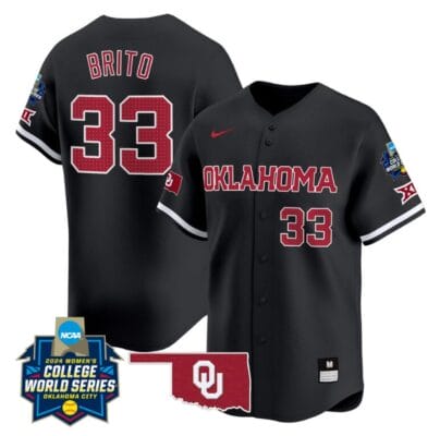 Alyssa Brito Jersey #33 Oklahoma Sooners 2024 College World Series Patch Vapor Premier Limited NCAA Baseball Stitched Black