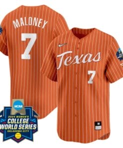 Ashton Maloney Jersey #7 Texas AM Aggies 2024 College World Series Patch Vapor Premier Limited NCAA Baseball Stitched Pinstripe Orange