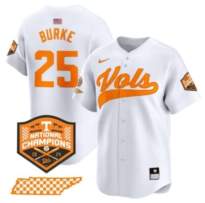 Blake Burke Jersey #25 Tennessee Volunteers Baseball 2024 Champions Vapor Premier Limited White