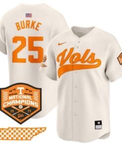 Blake Burke Jersey #25 Tennessee Volunteers Baseball 2024 Champions Vapor Premier Limited Cream