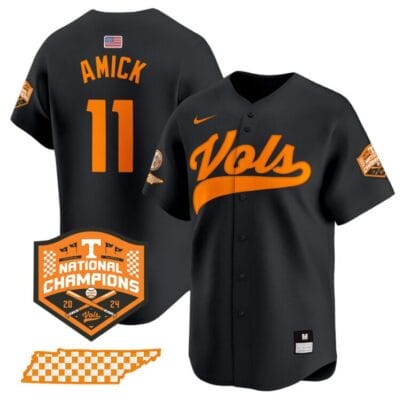Billy Amick Jersey #11 Tennessee Volunteers Baseball 2024 Champions Vapor Premier Limited Black