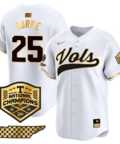 Blake Burke Jersey #25 Tennessee Volunteers Baseball 2024 Champions Vapor Premier Limited White Gold