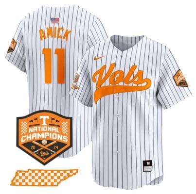 Billy Amick Jersey #11 Tennessee Volunteers Baseball 2024 Champions Vapor Premier Limited Pinstripe