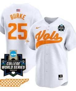 Blake Burke Jersey #25 Tennessee Volunteers 2024 College World Series Vapor Premier Limited NCAA Baseball Stitched White