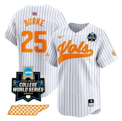 Blake Burke Jersey #25 Tennessee Volunteers 2024 College World Series Vapor Premier Limited NCAA Baseball Stitched Pinstripe