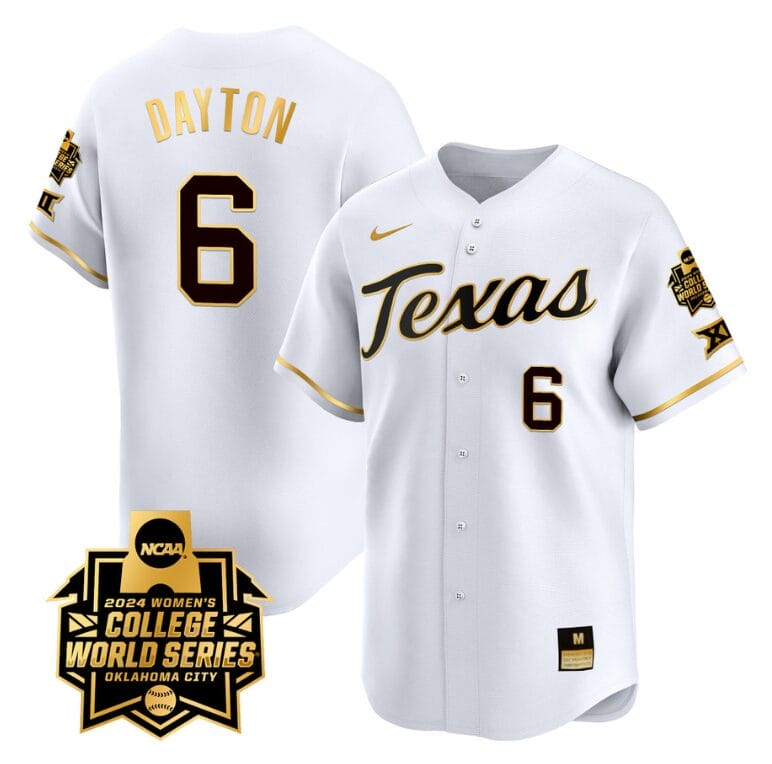 Bella Dayton Jersey #6 Texas AM Aggies 2024 College World Series Patch Vapor Premier Limited NCAA Baseball Stitched White Gold 1 Bella Dayton Jersey #6 Texas AM Aggies 2024 College World Series Patch Vapor Premier Limited NCAA Baseball Stitched White Gold