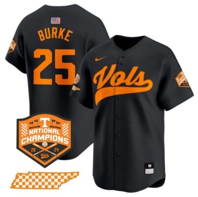 Blake Burke Jersey #25 Tennessee Volunteers Baseball 2024 Champions Vapor Premier Limited Black