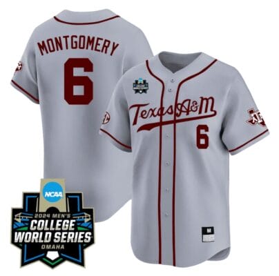 Braden Montgomery Jersey #6 Texas AM Aggies 2024 College World Series Vapor Premier Limited NCAA Baseball Stitched Grey Alternate