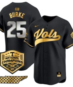 Blake Burke Jersey #25 Tennessee Volunteers Baseball 2024 Champions Vapor Premier Limited Black Gold
