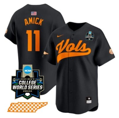 Billy Amick Jersey #11 Tennessee Volunteers 2024 College World Series Vapor Premier Limited NCAA Baseball Stitched Black