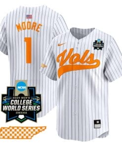 Christian Moore Jersey #1 Tennessee Volunteers 2024 College World Series Vapor Premier Limited NCAA Baseball Stitched Pinstripe