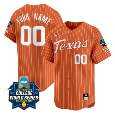 Custom Texas AM Aggies Jersey 2024 College World Series Champions Vapor Premier Limited NCAA Baseball Stitched Pinstripe Orange