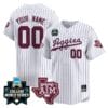 Custom Texas AM Aggies Jersey 2024 College World Series Vapor Premier Limited NCAA Baseball Stitched White Pinstripe