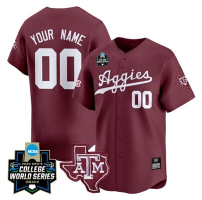 Custom Texas AM Aggies Jersey 2024 College World Series Vapor Premier Limited NCAA Baseball Stitched Maroon