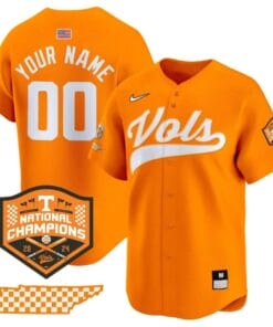 Custom Tennessee Volunteers Baseball Jersey Name and Number 2024 Champions Vapor Premier Limited Orange