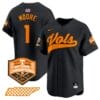 Christian Moore Jersey #1 Tennessee Volunteers Baseball 2024 Champions Vapor Premier Limited Black