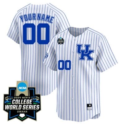 Custom Kentucky Wildcats Jersey 2024 College World Series Vapor Premier Limited NCAA Baseball Stitched White Pinstripe