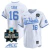 Casey Cook Jersey #16 North Carolina Tar Heels 2024 College World Series Vapor Premier Limited NCAA Baseball Stitched White Pinstripe