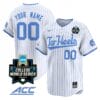 Custom North Carolina Tar Heels Jersey 2024 College World Series Vapor Premier Limited NCAA Baseball Stitched White Pinstripe