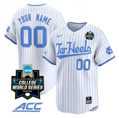 Custom North Carolina Tar Heels Jersey 2024 College World Series Vapor Premier Limited NCAA Baseball Stitched White Pinstripe 8 Custom North Carolina Tar Heels Jersey 2024 College World Series Vapor Premier Limited NCAA Baseball Stitched White Pinstripe