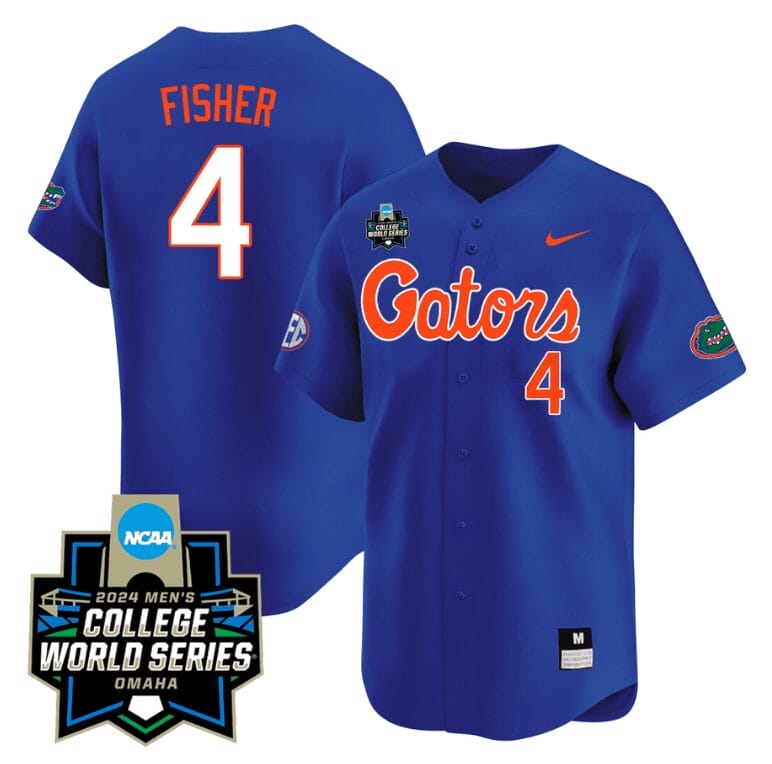 Cade Kurland Jersey #4 Florida Gators 2024 College World Series Vapor Premier Limited NCAA Baseball Stitched Gators Blue 1 Cade Kurland Jersey #4 Florida Gators 2024 College World Series Vapor Premier Limited NCAA Baseball Stitched Gators Blue