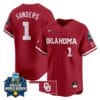 Cydney Sanders Jersey #1 Oklahoma Sooners 2024 College World Series Patch Vapor Premier Limited NCAA Baseball Stitched Crimson
