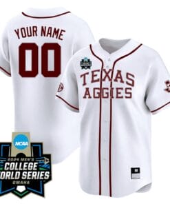 Custom Texas A&M Aggies Jersey 2024 College World Series Vapor Premier Limited V2 NCAA Baseball Stitched White Alternate