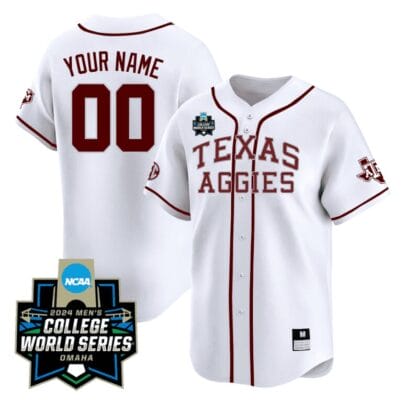 Custom Texas A&M Aggies Jersey 2024 College World Series Vapor Premier Limited V2 NCAA Baseball Stitched White Alternate