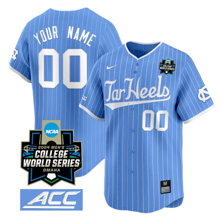 Custom North Carolina Tar Heels Jersey 2024 College World Series Vapor Premier Limited NCAA Baseball Stitched Blue Pinstripe 1 Custom North Carolina Tar Heels Jersey 2024 College World Series Vapor Premier Limited NCAA Baseball Stitched Blue Pinstripe
