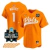 Christian Moore Jersey #1 Tennessee Volunteers 2024 College World Series Vapor Premier Limited NCAA Baseball Stitched Orange