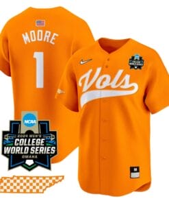 Christian Moore Jersey #1 Tennessee Volunteers 2024 College World Series Vapor Premier Limited NCAA Baseball Stitched Orange