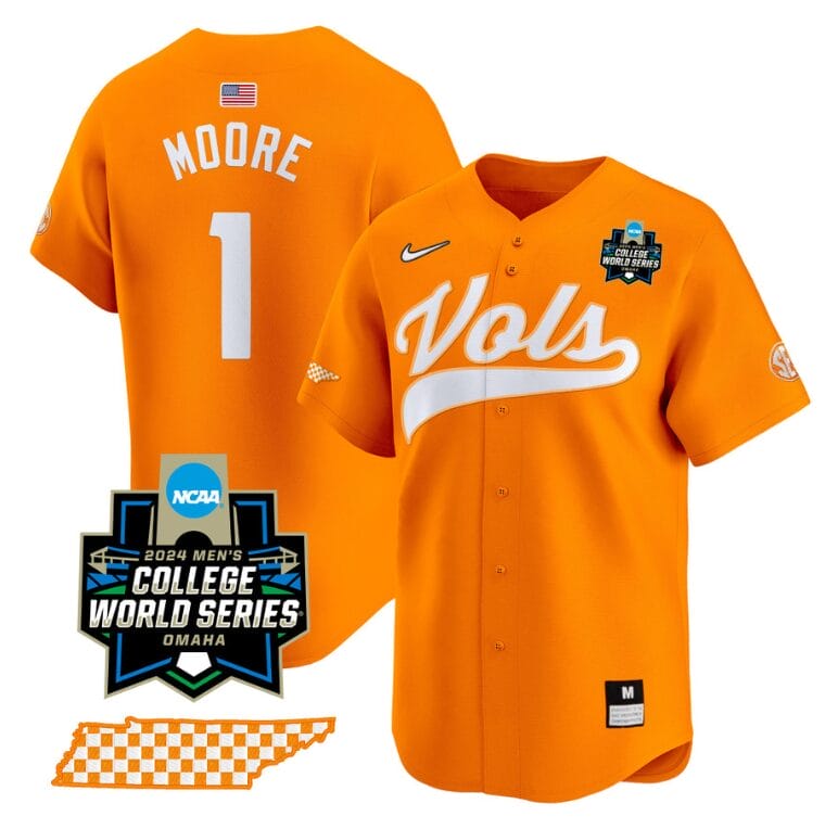 Christian Moore Jersey #1 Tennessee Volunteers 2024 College World Series Vapor Premier Limited NCAA Baseball Stitched Orange 1 Christian Moore Jersey #1 Tennessee Volunteers 2024 College World Series Vapor Premier Limited NCAA Baseball Stitched Orange