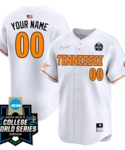 Custom Tennessee Volunteers Jersey 2024 College World Series Vapor Premier Limited NCAA Baseball Stitched White