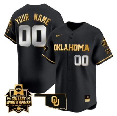 Custom Oklahoma Sooners Jersey 2024 College World Series Vapor Premier Limited NCAA Baseball Stitched Black Gold 8 Custom Oklahoma Sooners Jersey 2024 College World Series Vapor Premier Limited NCAA Baseball Stitched Black Gold