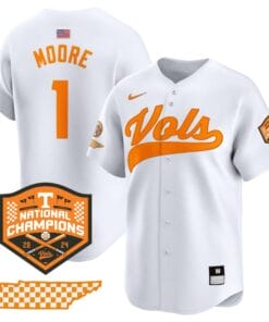 Christian Moore Jersey #1 Tennessee Volunteers Baseball 2024 Champions Vapor Premier Limited White