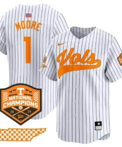 Christian Moore Jersey #1 Tennessee Volunteers Baseball 2024 Champions Vapor Premier Limited Pinstripe